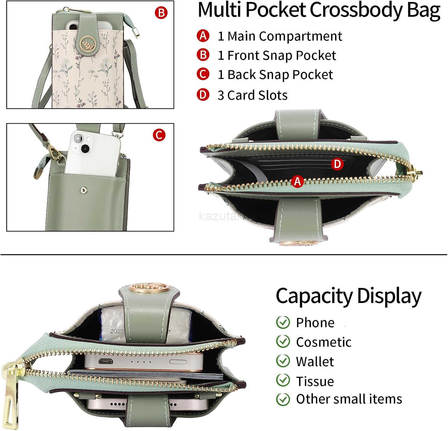 Small Crossbody Bags for Women Leather Cell Phone Purse Bag Wallet with RFID Blocking CARD Slots Z250910