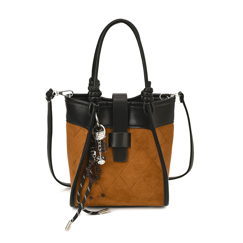 Free shipping designer Fashion Retro Color-Block Handbag Mother Bag Women High-End Super Popular Quilted Bucket Bag Suede Crossbody Bag