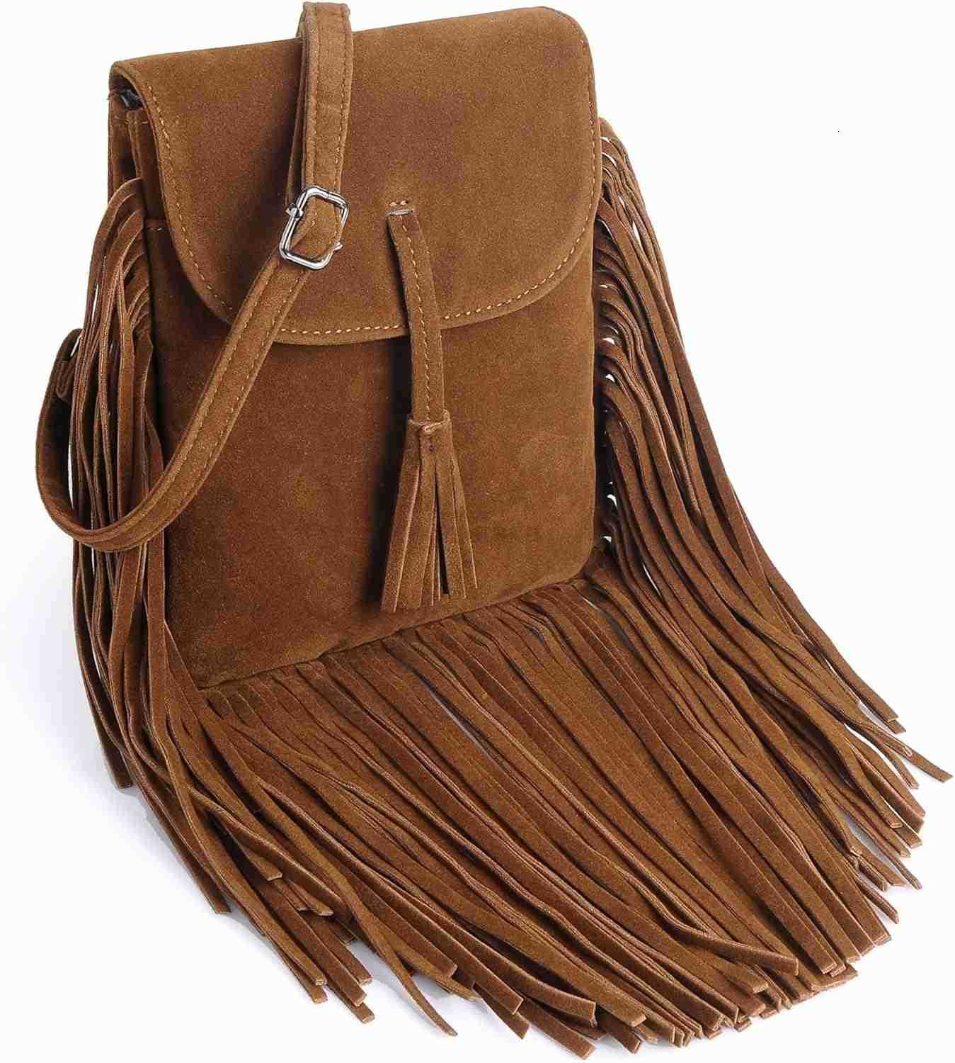 Small Crossbody Bags for Women Trendy Designer Cell Phone Bag Suede Tassel Wallet Purses with Card Slots Z250910
