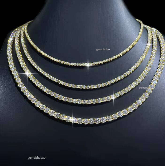 GRA Moissanite Tennis Chain-2mm/3mm/4mm/5mm/6.5mm Diameter