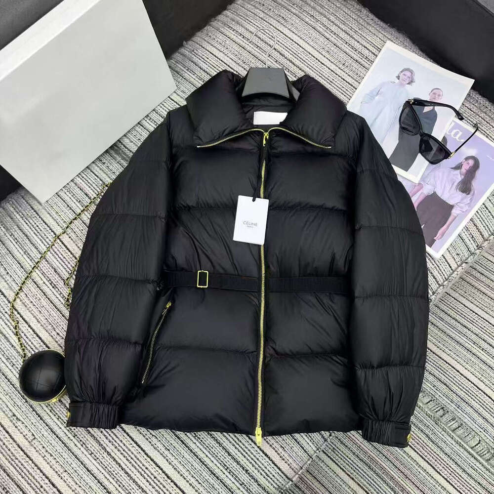Women's Autumn Windproof Jacket With Drawstring Waist Slimming 90% White Goose Down Winter Coat B3