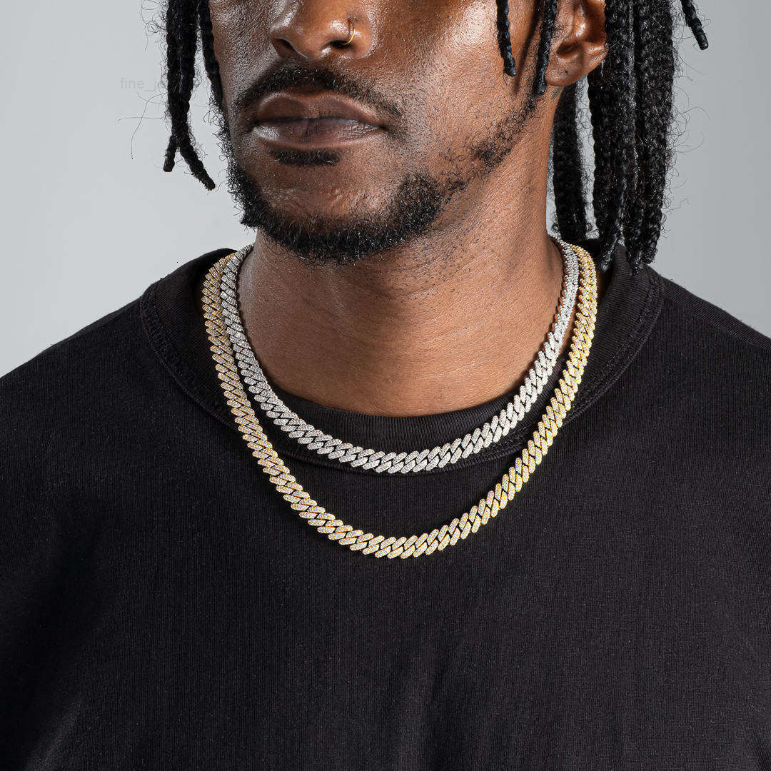 925 Silver D Color Moissanite Cuban Chain 8mm Prong Set Hip Hop Necklace Certified Street Jewelry GRA Certified