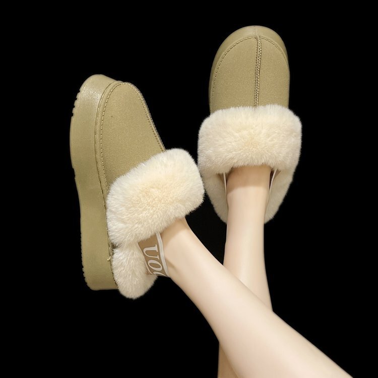 Designer Shoes Snow Boots for Women Two Way Wear Thick Soled Slippers Fleece Lined Warm Outdoor Plush Furry Slippers