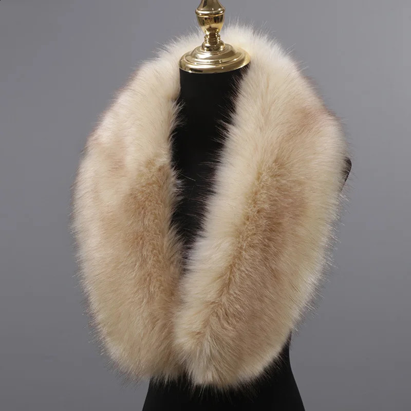 Large Faux Fur Collar Fashion Fluffy Trim Strip Winter Warm Plush Fake Collar Scarf For Parkas Down Coat DecorShawl Wrap Scarves250910