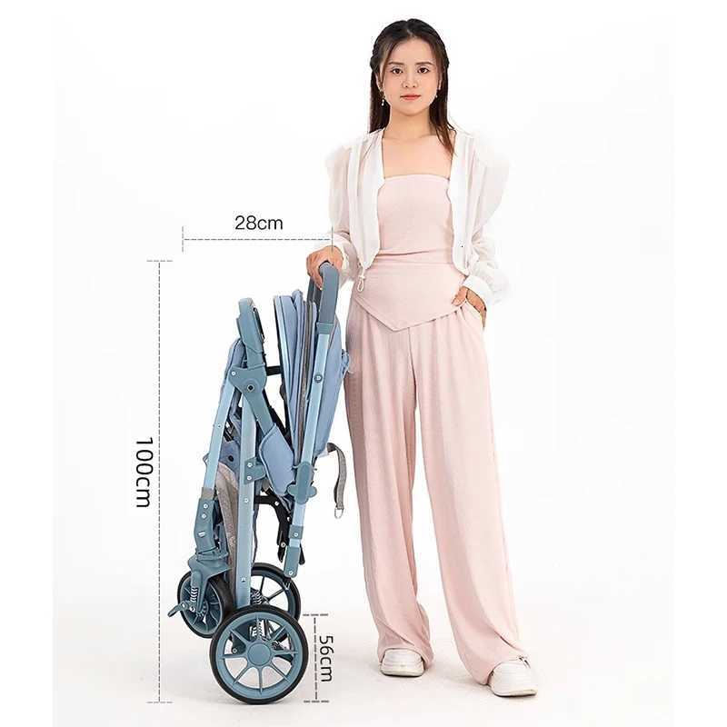 Luxury Baby Stroller Can Sit and Lie Down High Landscape Lightweight One Button Folding Twoway Push Four Wheel Shock Absorption W250910