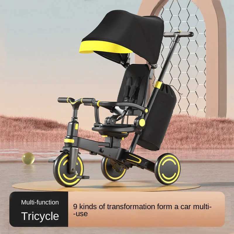Childrens Tricycle 15 years old Multifunctional Folding Lightweight Stroller PU Wheel Shockproof with ning Pedal Tricycle W250910