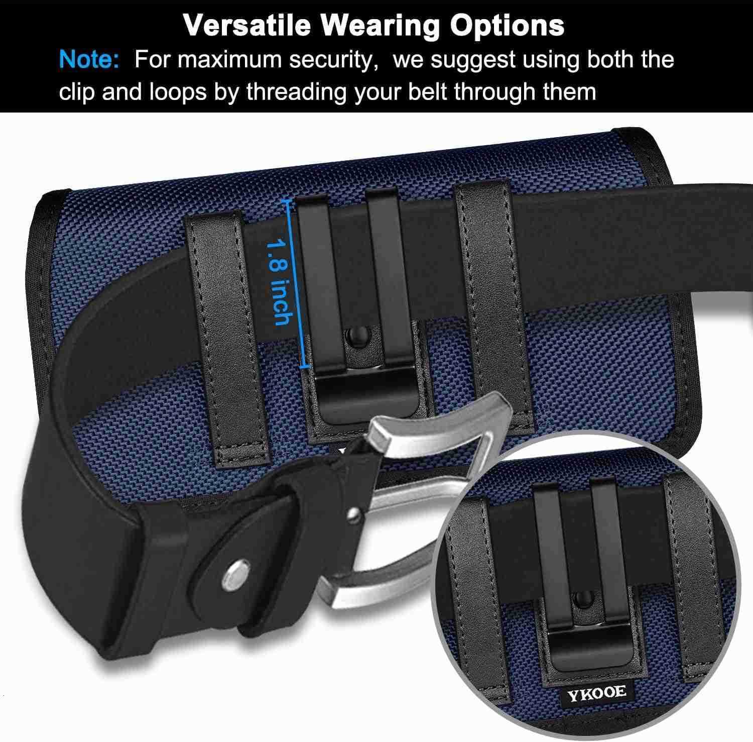 Rugged Nylon Holster Compatible with iPhone 1615141312 Pro Max Plus Models S24S23S21S20 FE Cell Phone Belt Holder for Men Blue XL Z250910