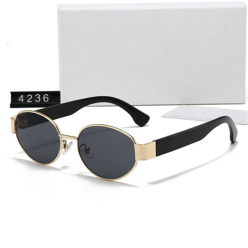 New Metal Oval Street Vacation Sunglasses for Women Ins Style Glasses Model 4236