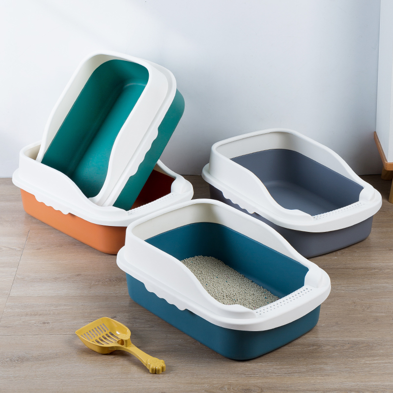 Open Top Cat Litter Box with High Sides & Scoop, Spacious Anti-Splash Litter Pan for Large Cats/Multi-Cat Household, Easy-Clean Detachable Cat Litter 