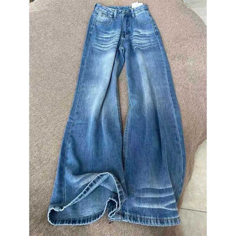 Botvotee Vintage Classic American Denim Jeans for Women Retro High Waisted Wide Leg 1950s1960s Inspired Jeans Washed Blue Pants Z250910