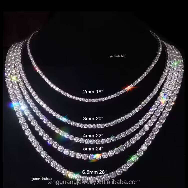 Designer necklace2 to 6.5 mm Chain Necklace S Sier VVS Moissanite Tennis Link Fine Jewelry Necklaces for Men Women
