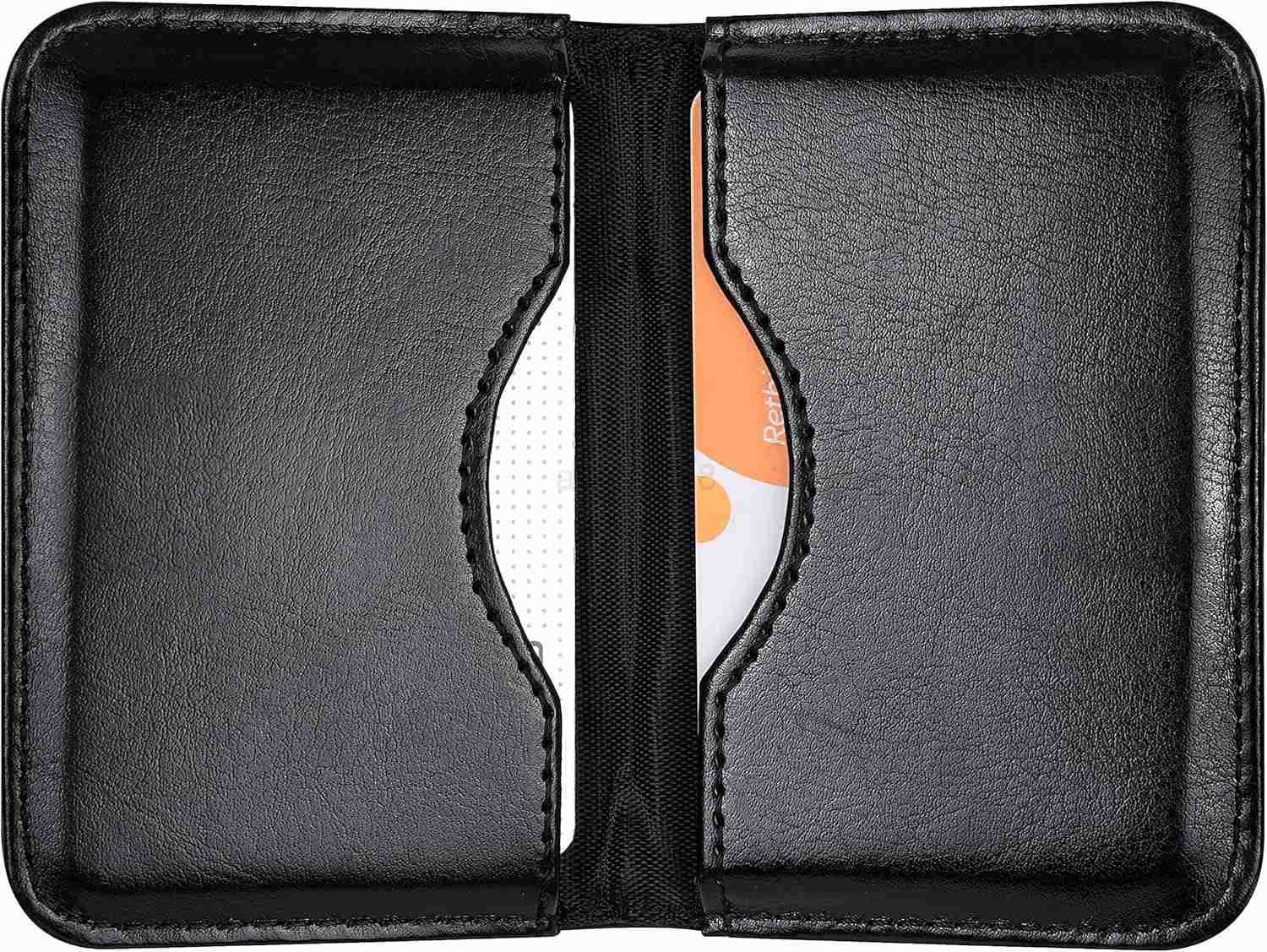 Business Card Holder 2Sided PU Leather Folio Name Card Holder Wallet Case with Magnetic Shut for Men and Women Ultra Slim and ThinZ250910