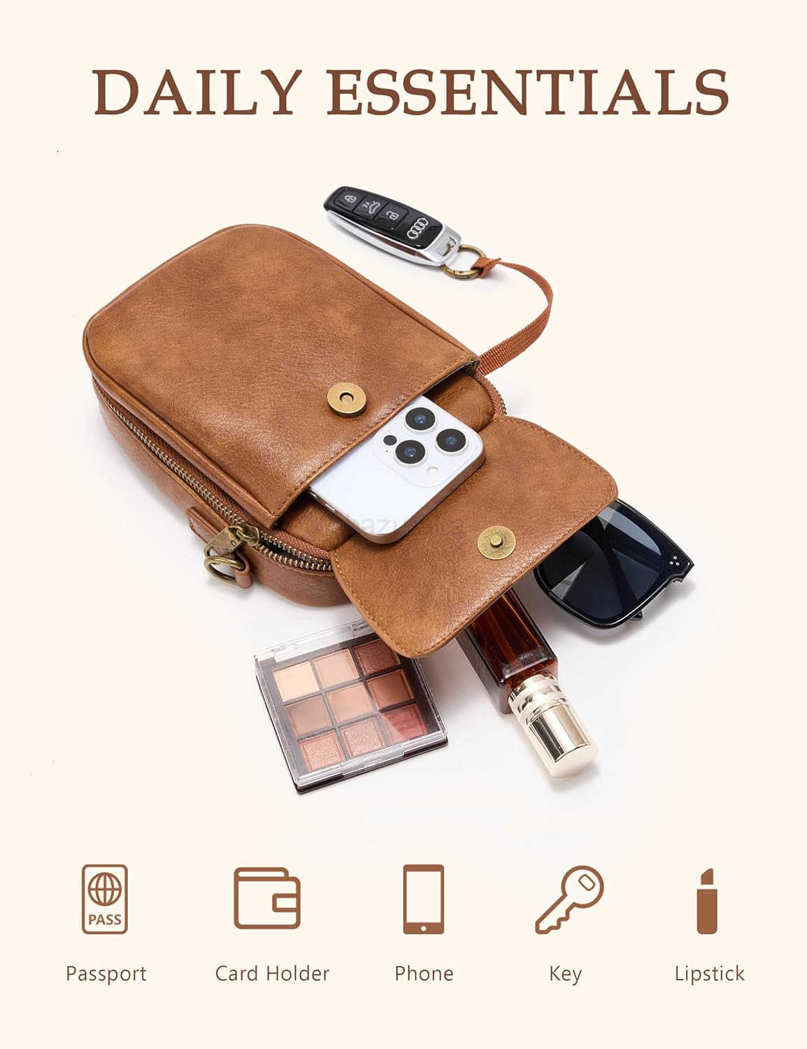 Small Crossbody Bag Vegan Leather Cell Phone Purse for Women Vintage Wallet Bag with Card Slots Z250911
