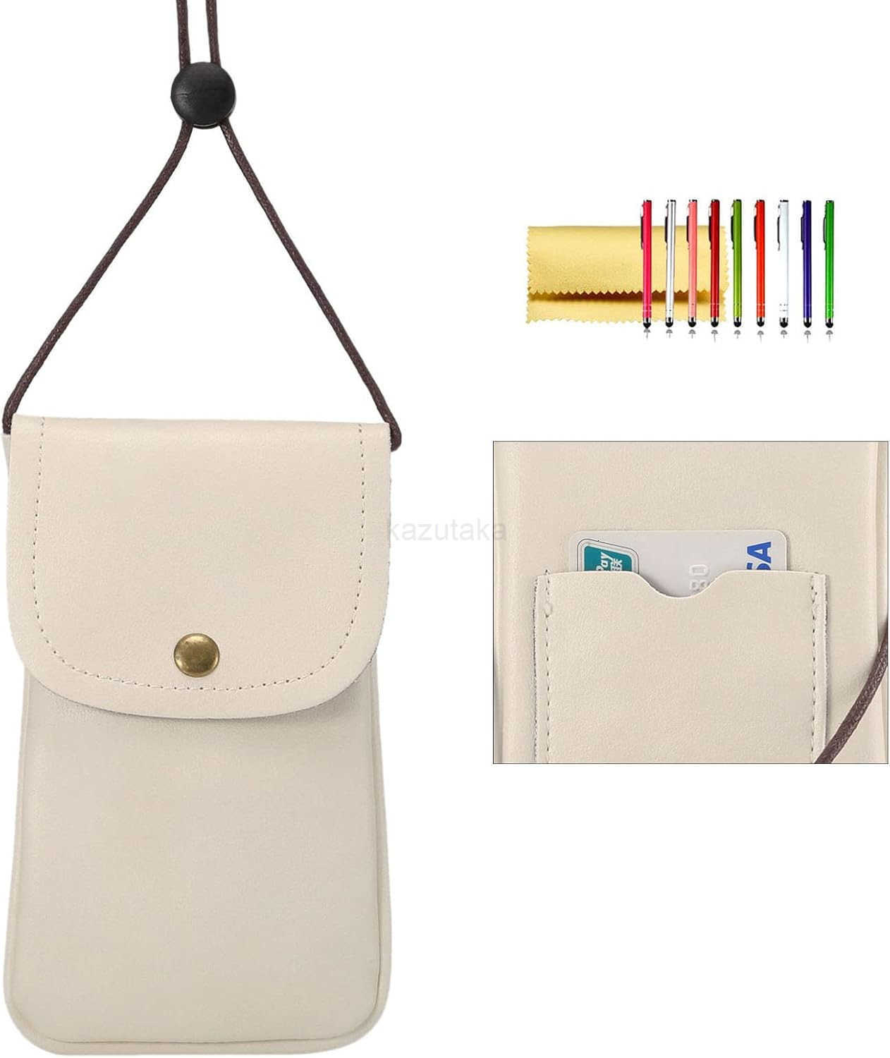 Cell Phone Neck Pouch PU Leather Carrying Bag with CARD Holder Adjustable Strap Small Travel Purse for iPhone 11 XR XS Max SE 8 7 6 Plus S10 S7 Edge A