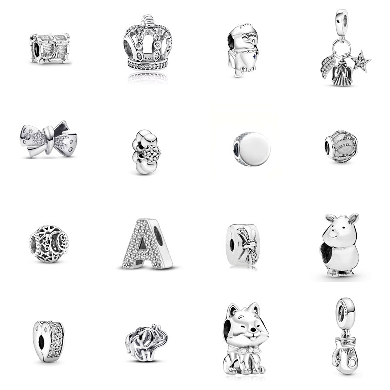 S925 Silver Designer Charm Treasure Crown Owl Bow Letter Love Animal Boxing Bracelet DIY Hanging Bead Free Shipping