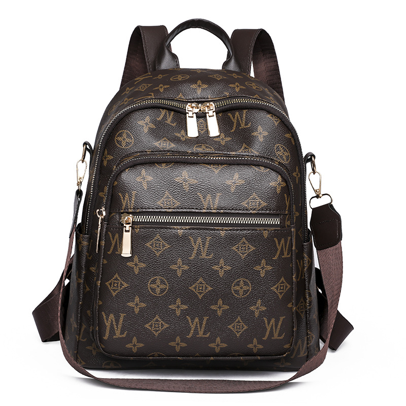 Free shipping designer bag Trendy and fashionable women's lightweight luxury retro large capacity commuting backpack coffee brown