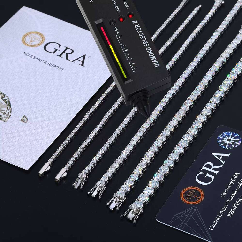 Fashion 2mm-6mm VVS Moissanite Dia Tennis Bracelet Womens Men Gold Sterling Sier Lab Grown Mossanite Jewelry
