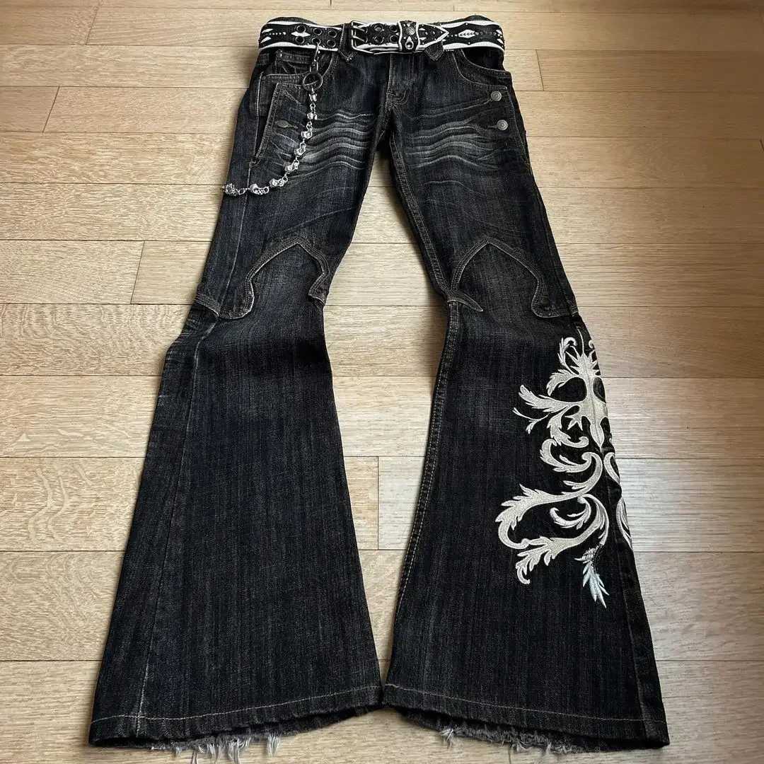 New High Waist Harajuku Loose Embroidered Women Jeans with Rock Punk Style Y2K Micro La Retro Wide Leg Pants Z250910