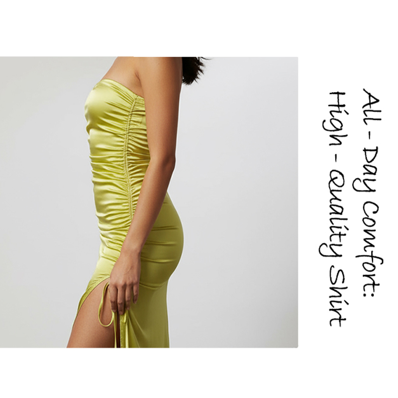 Urban Sexy Dresses Women's Lime Green Satin Spaghetti Strap Maxi Dress with Side Ruched & Slit, Elegant Party Cocktail Dress