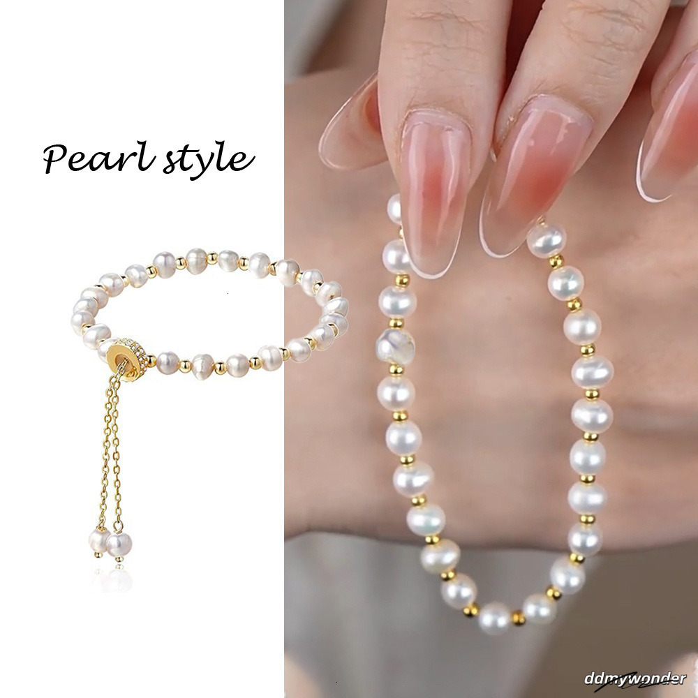 Niche Light Pearl Beaded Bracelet Gold-Plated Adjustable Fashion Charm For Women And Girls 250710