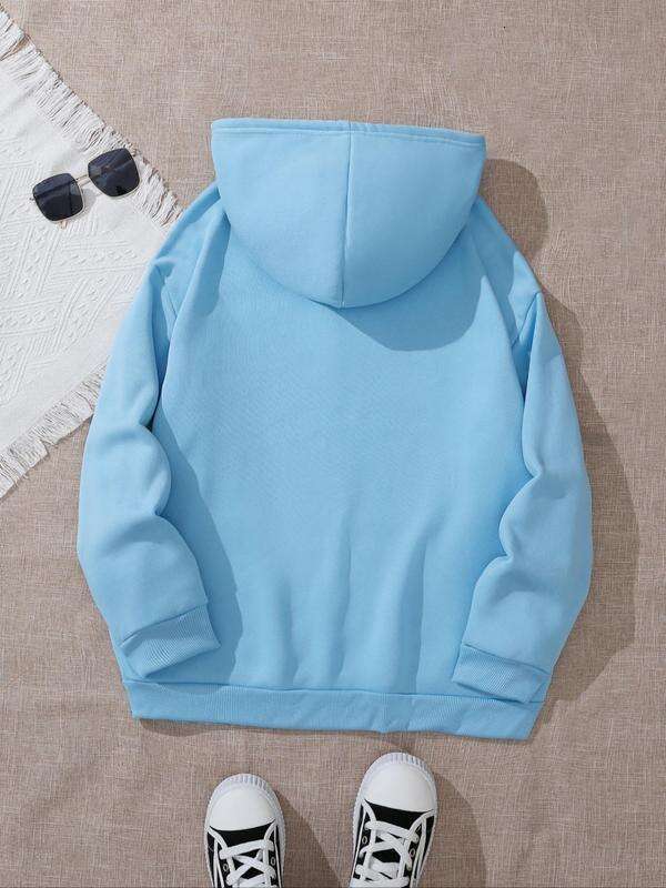 Women's Cartoon Panda Letter Print Drop Shoulder Hoodie, Fashion Casual Drawstring Pocket Hooded Sweatshirt Daily Holiday Outdoor Wear, Women Clo