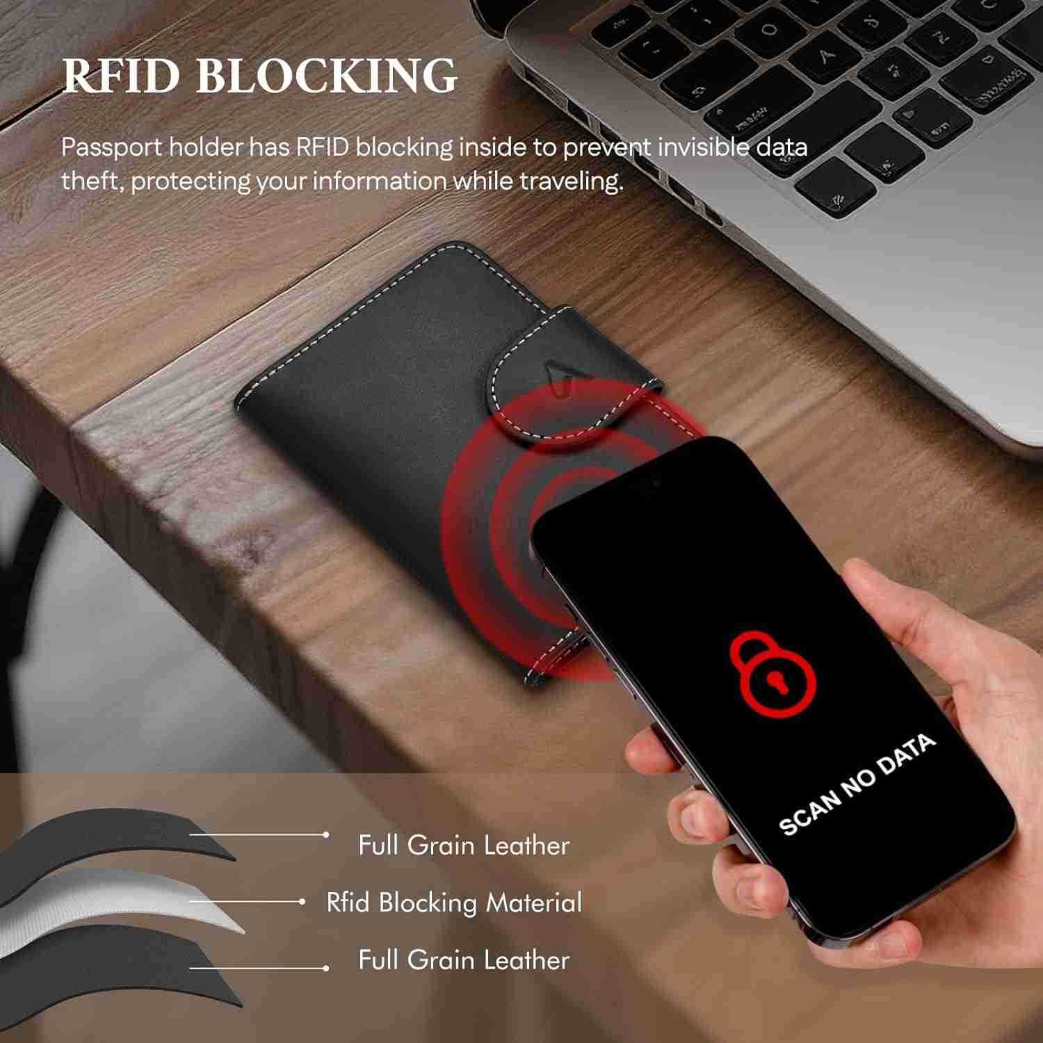 Passport Holder for Travel Genuine Leather Passport Holder with AirTag Hidden Pocket Rfid Blocking Passport Cover Travel Wallet for Women Men Airport 