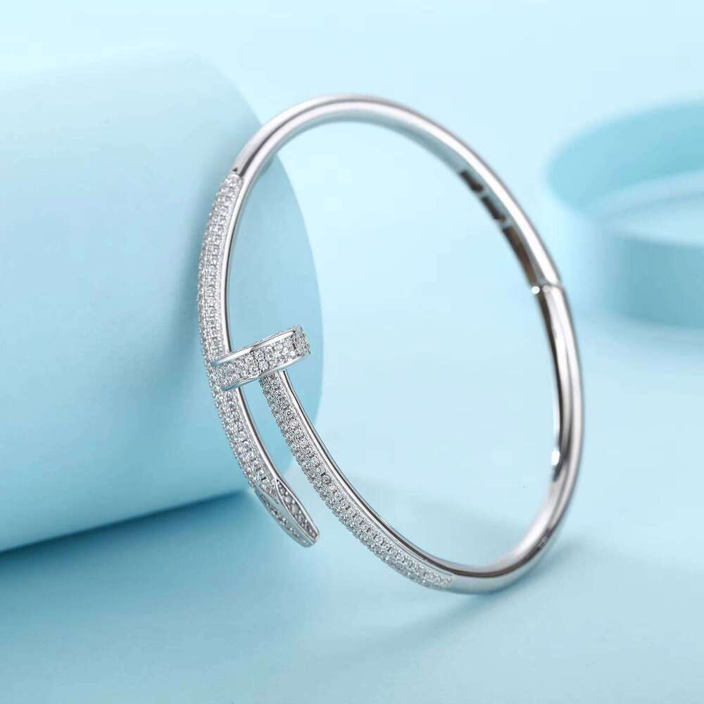 Customizable Dia Moissanite Vvs1 Certification Sterling Sier Nail Bracelet Bangle Women's Jewelry