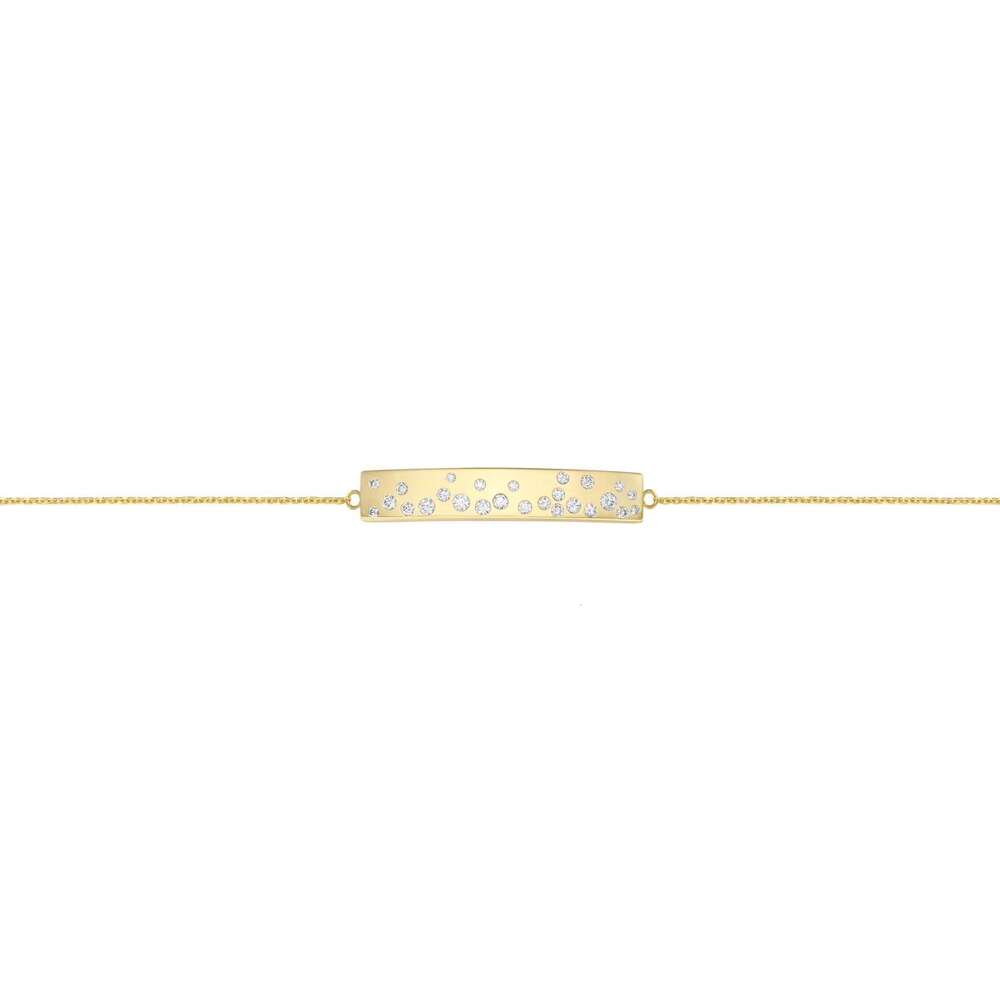 New Arrival High Quality Gold Plated Engravable Stainless Steel Bar Dia Moissanite Bracelet Women