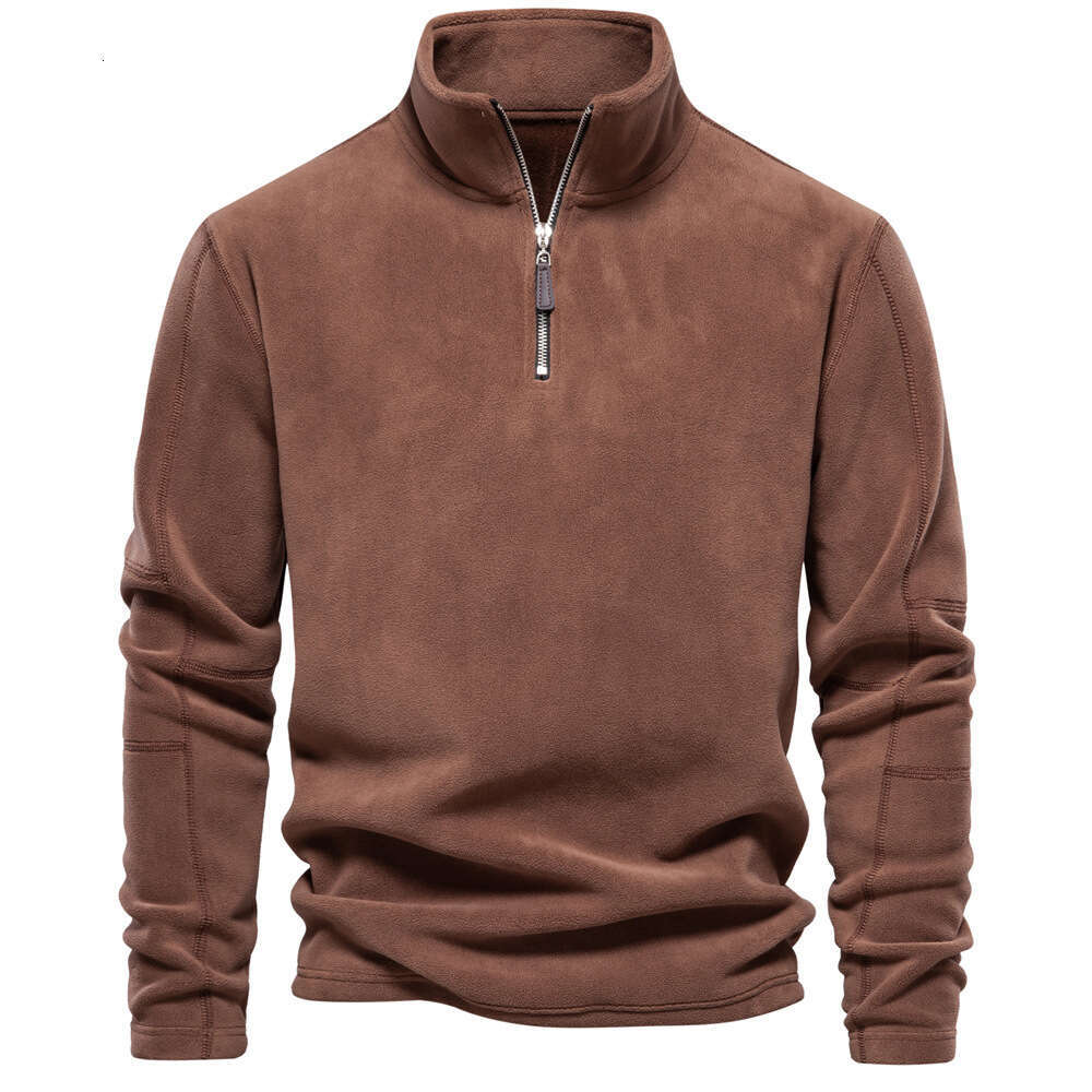 Autumn and Winter New Item Half Zipper Long Sleeve Sweatshirt Stand Up Collar Trendy Versatile Men's Fleece Top