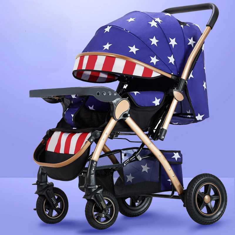 Fourwheel Strollers High Landscape Strollers Baby Car Trolley Pram Baby Carriage Foldable and Washable Multifunctional Stroller W250910