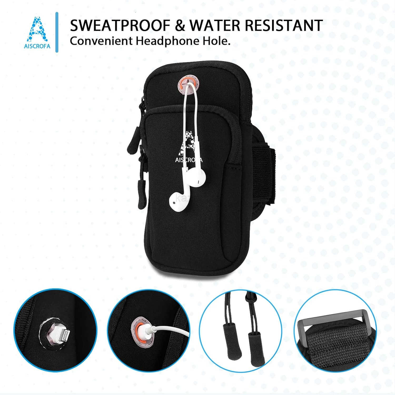 Sports ARMband Running Gym Universal Smartphone ARM Bag with Earphone Hole Multifunctional Pockets foriPhone 15 14 13 12 11 Pro Max Xs Xr X 8 Plus SE 