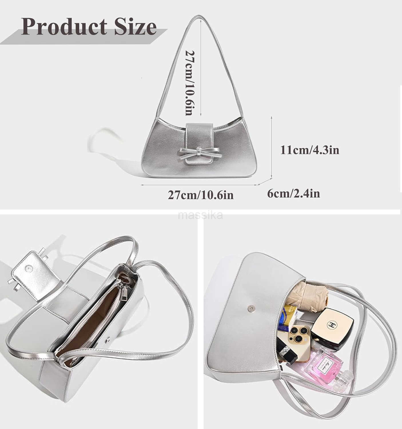 Shoulder Bag for Women Hobo Handbags Trendy Y2K Purses Patent Leather Clutch Bag Cute Bow Purse M250910