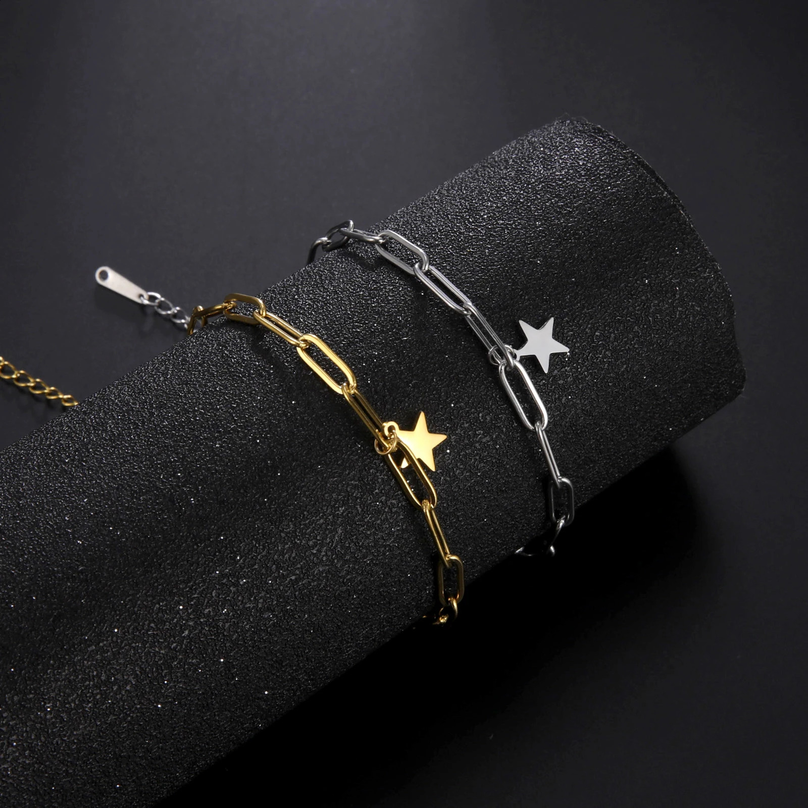 Amaxer Stainless Steel Bracelet For Women Man Pentagram Paper Clip Chain Pulseira Wedding Anniversary Jewelry Mother Gift y250909