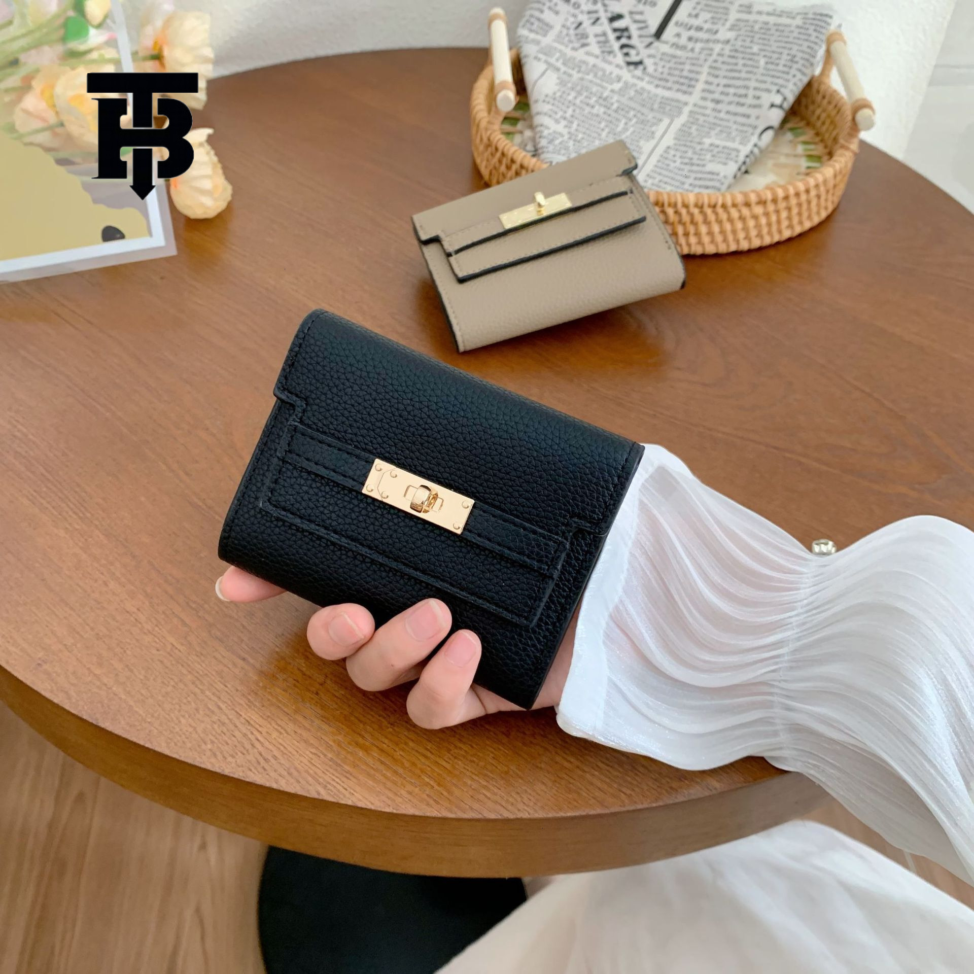 TB BHULAMTE Designer Women's Wallet Ins Premium Folding Card Bag Short Handbag Zero Money Bag Mini Business Card Holder