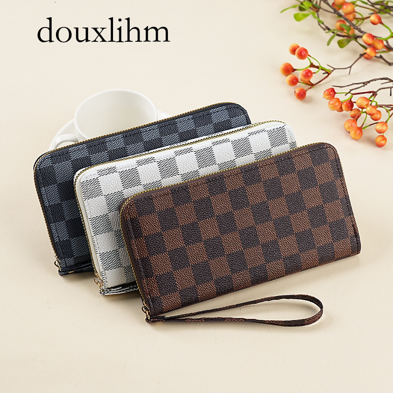 douxlihm Designer Creates A New Luxury Wallet Storage Space For Women, Minimalist Retro Canvas, Large Capacity Snap Zipper, Black Multi Card Slot, Cas