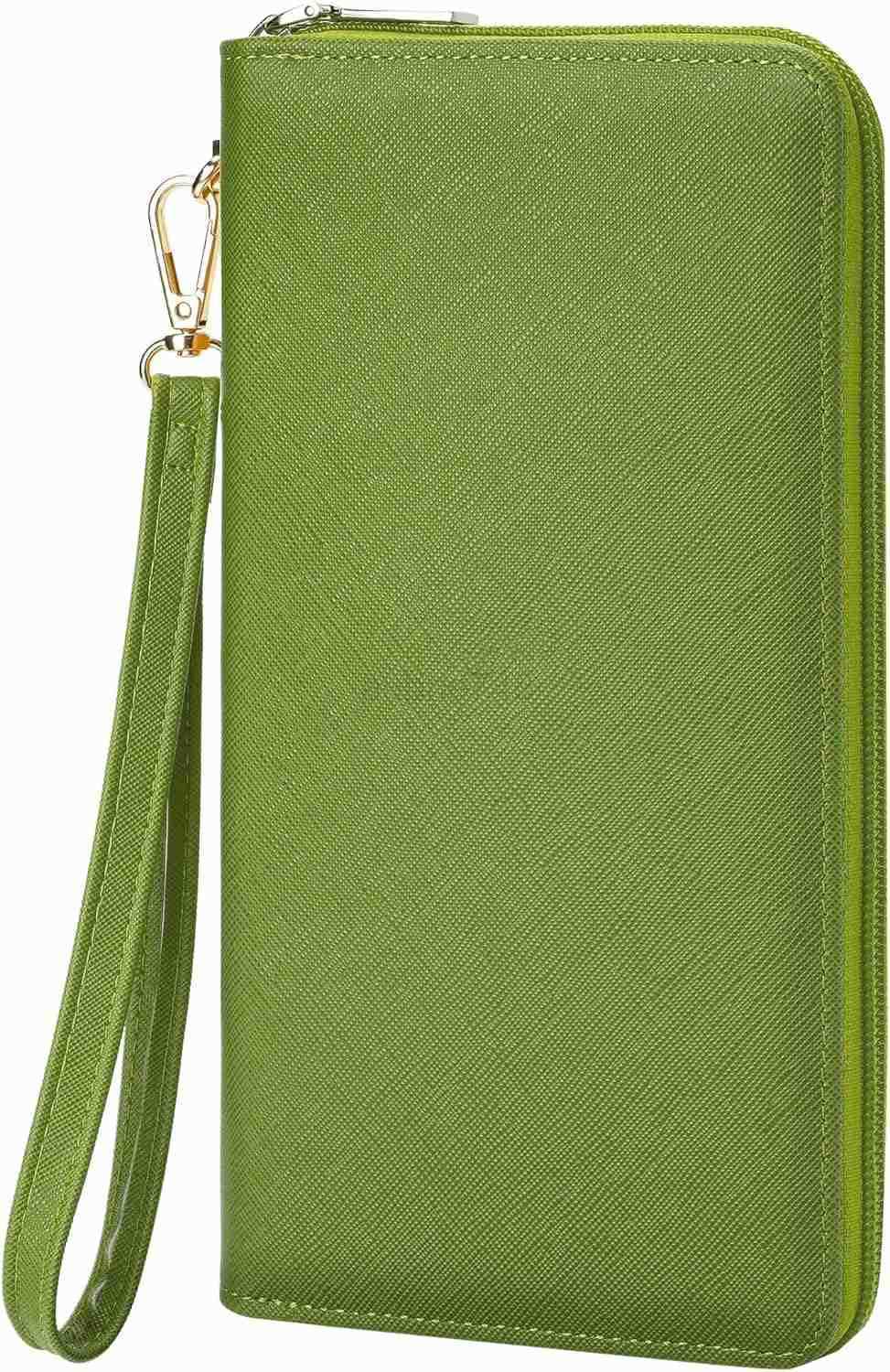 Womens Vegan Leather Clutch Wallet with Zip Hand Strap Large CapacityZ250910