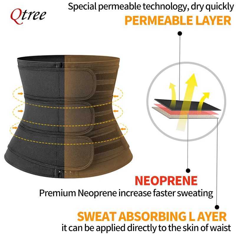 Qtree Body Shapewear Women Waist Corset Belly Cincher Trimmer Weight Loss Slimming Sweat Belt Sauna Strap Tummy Control W250910