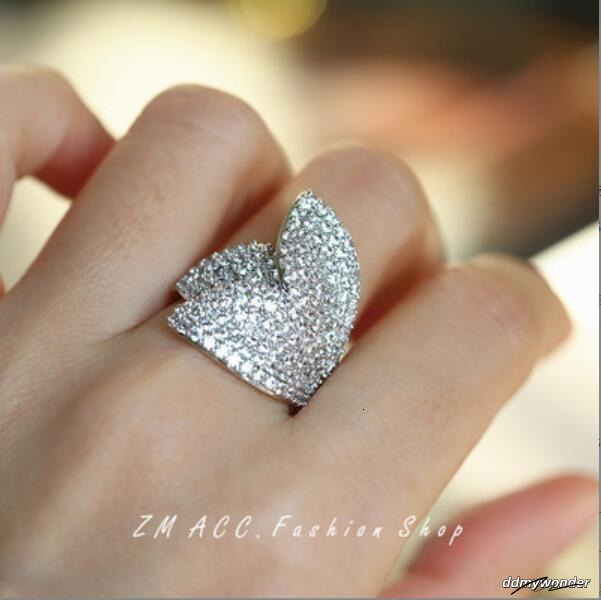 2021 Top Selling Wedding Rings Sweet Cut Jewelry Sterling Sier Pave White Sapphire CZ Dia Gemstones Party Open Adjustable Flower Women Band Ring