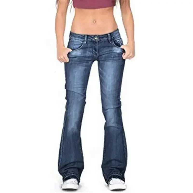 2024 Vintage Mid Waist Washed Jeans Women New Slim Fit Micro Flared Trousers Casual Commuter Female Denim Pants Trend Streetwear Z250910