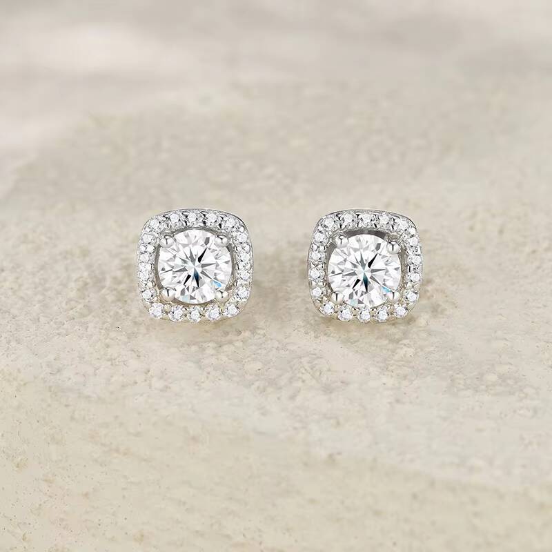 Moissanite Earrings Women S925 Sterling Silver 3ct Round Fine Jewelry Earrings White Color VVS1 Clarity Women Stud Earrings