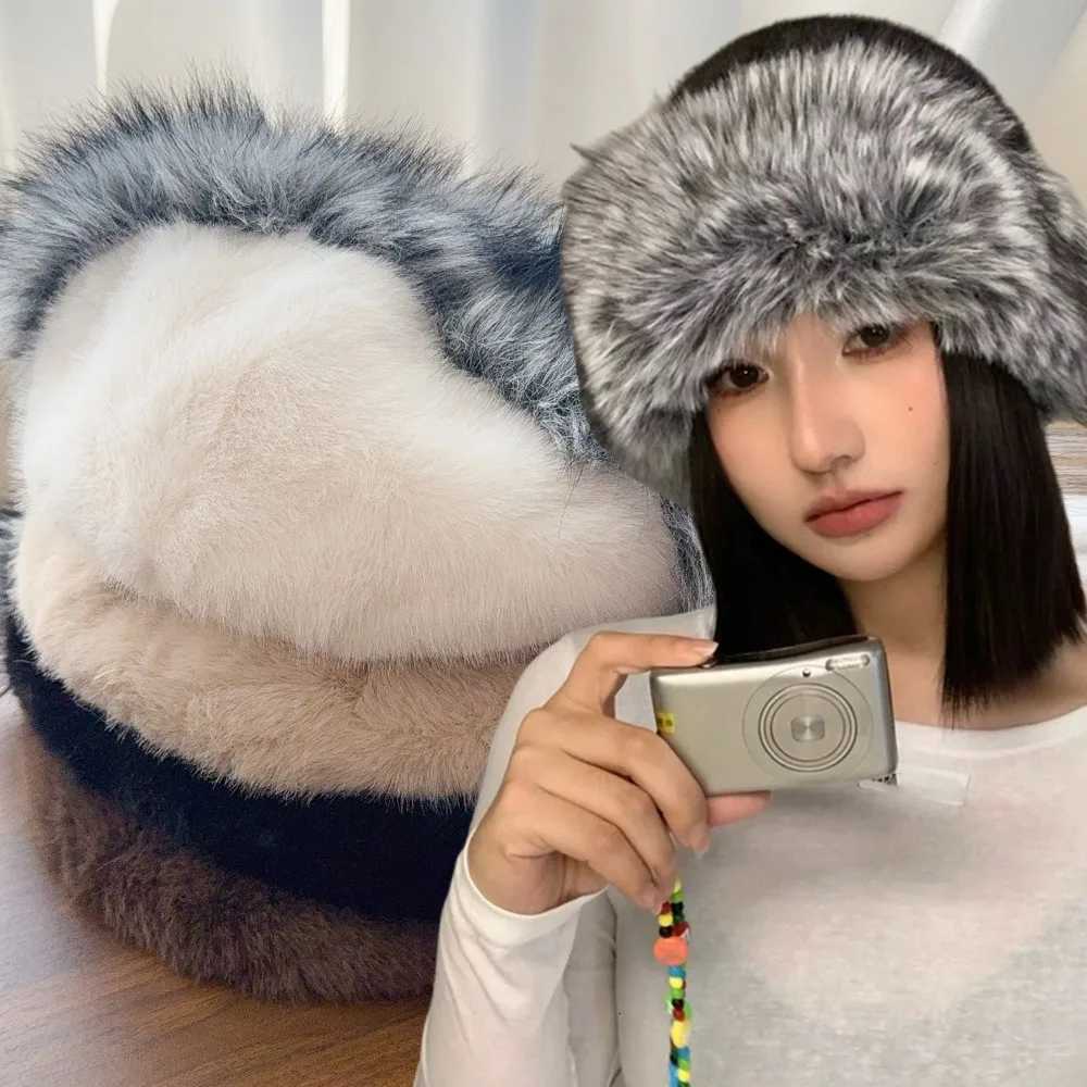 Winter Warm Hat for Women Men Unisex Faux Fur Mongolian Hat Two Tone Cololock Fluffy Plush Trper Beanie C for Cold WeatherXJ250910
