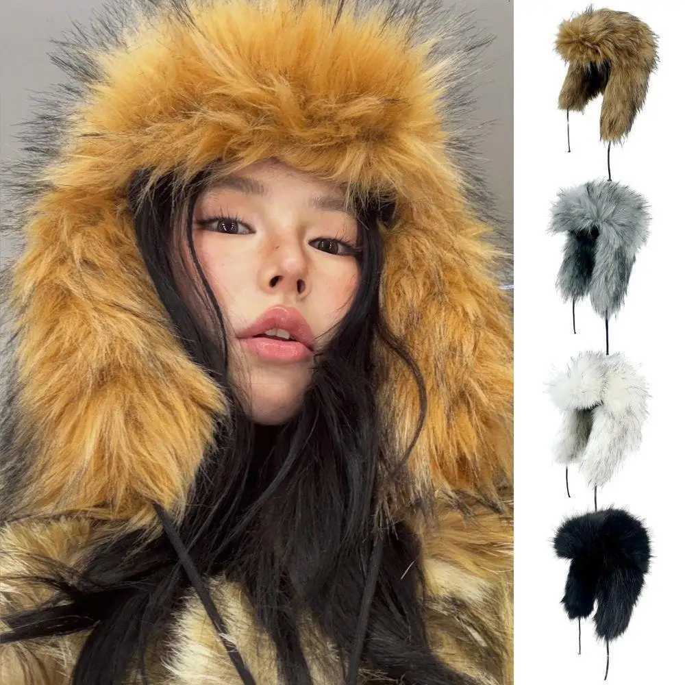 Fluffy Fur Russian Female Earfl C Faux Fur Winter Warm Hats For Women Men Y2K Ushanka Hat Russian Hat Beanies Bomber GorroXJ250910
