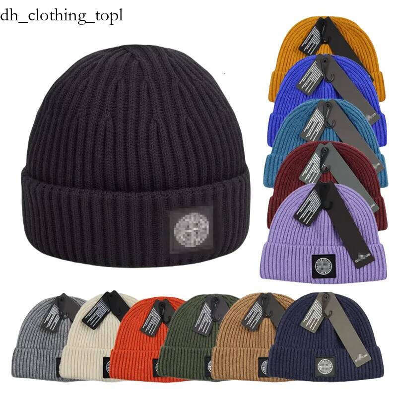stone Caps fashion beanie island wool hats classic embroidery Island patch brand knitted topstoney thick warm hat unisex outdoor cold-proof d9f