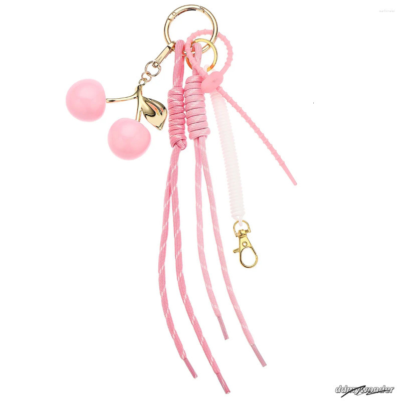 Keychains In Pink Cherry Bag Charm Braided Rope Woman Fashionable For Bags Pendant Accessories Gift ddmywonder ddmywonder