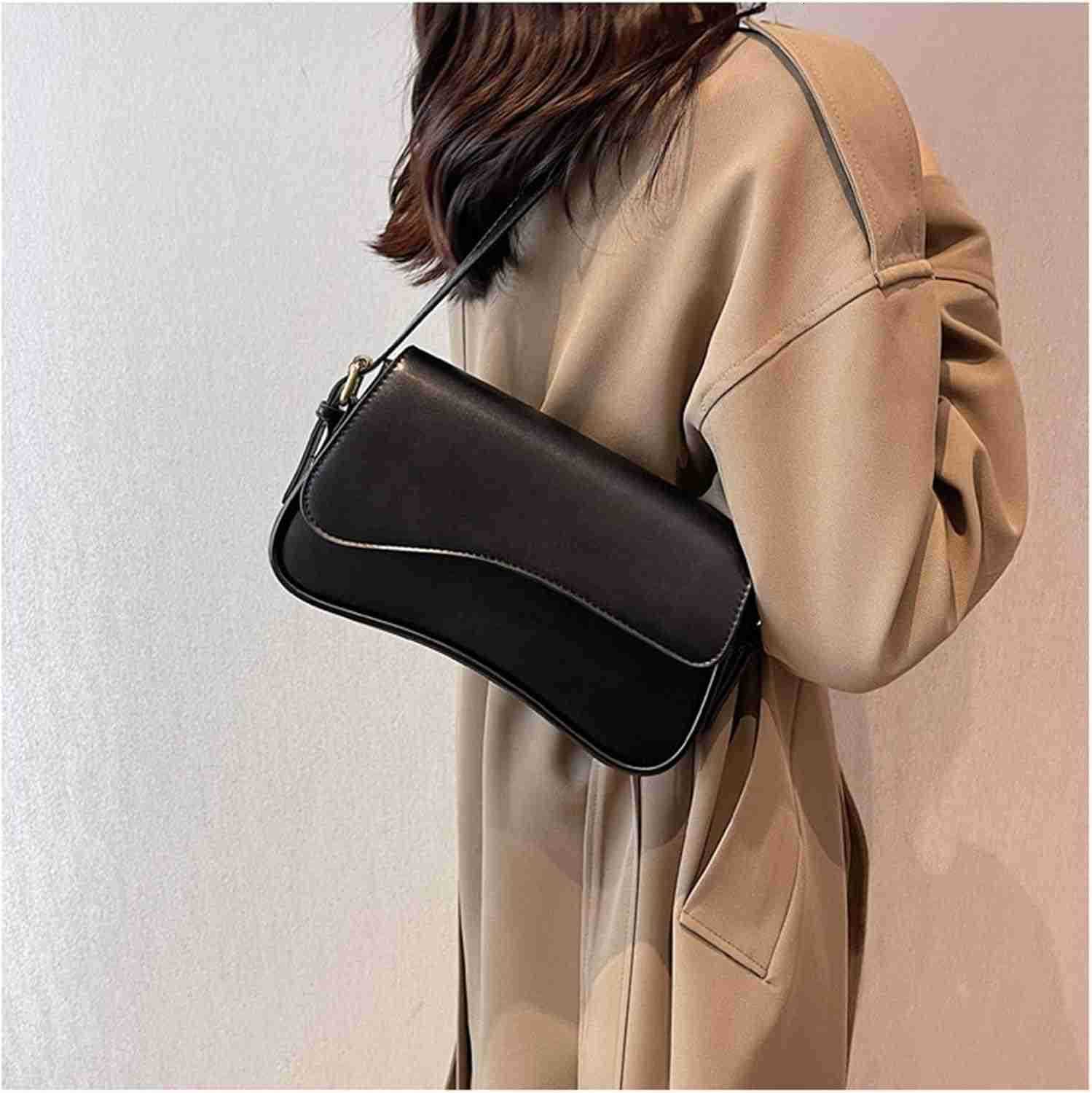 Shoulder Bag for Women Y2K Trendy Purse Vegan Leather Hobo Handbags Clutch Saddle Bag with 2 Removable Strap M250910