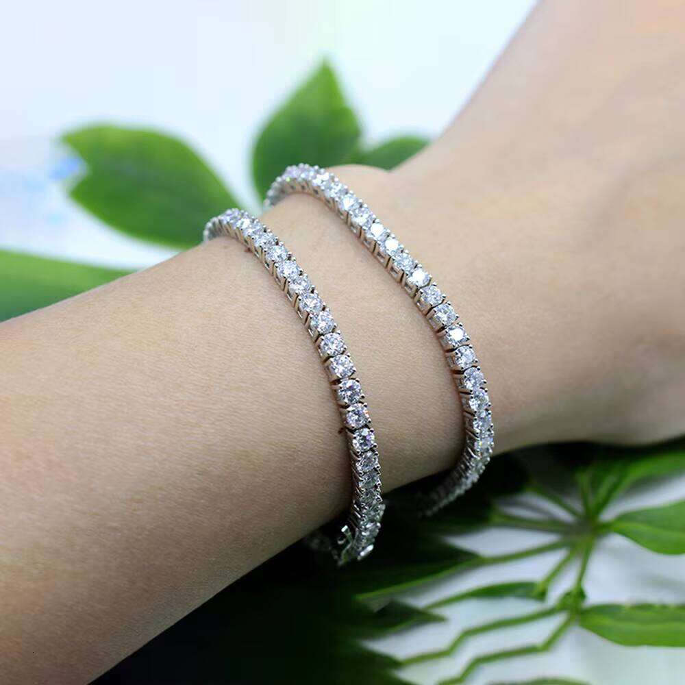 Sier D VVS Iced Out Dia Bracelet Gold Plated 3 -6.5mm Moissanite Tennis Chain