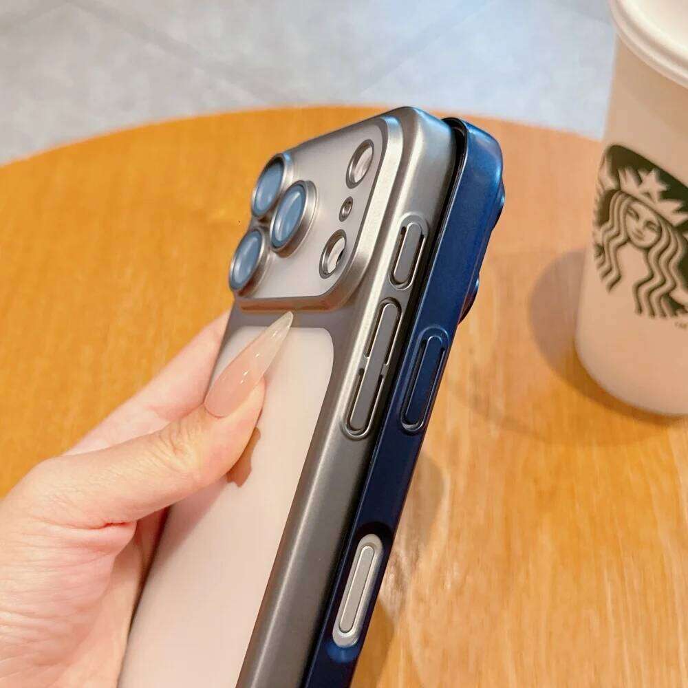 Electroplating Large Window Matte Case For iPhone 17Pro 17 Air Max Ultra Thin Transparent PC Hard Cover with Lens Film