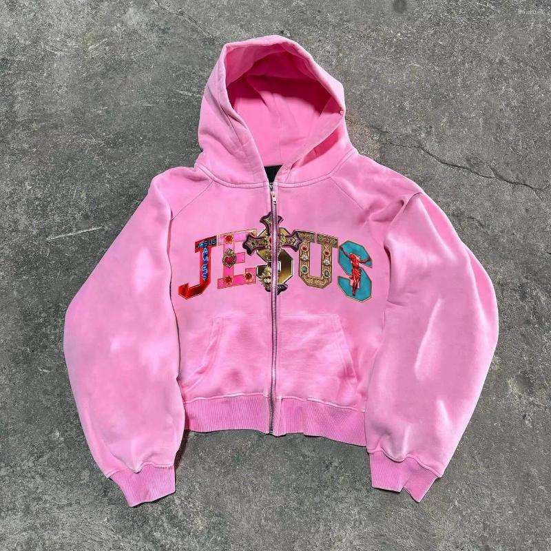 Men's Hoodies American Retro Hooded Sweater For Men And Women Lovers God Lazy Wind Printed Long Sleeve Zipper Promo