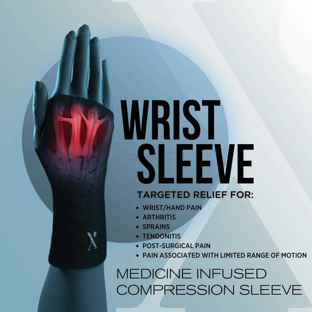 Wrist Compression Sleeve for Pain Relief MedicineInfused Hand and Wrist Support Compression Sleeves for Women and Men with Arthritis Tendonitis and Ca