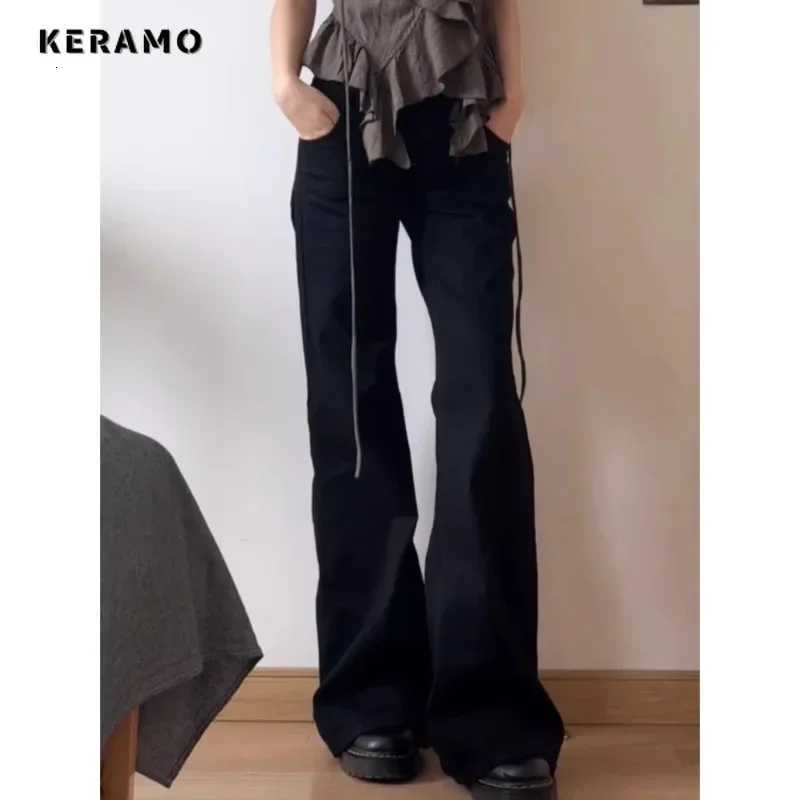 Normcore Y2K Baggy Black Denim Trouser Washed Vintage Casual Minimalist Pants Grunge High Waist Solid Color Street Retro Jeans Z250910